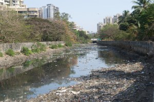 Solid waste in stormwater system in Mumbai